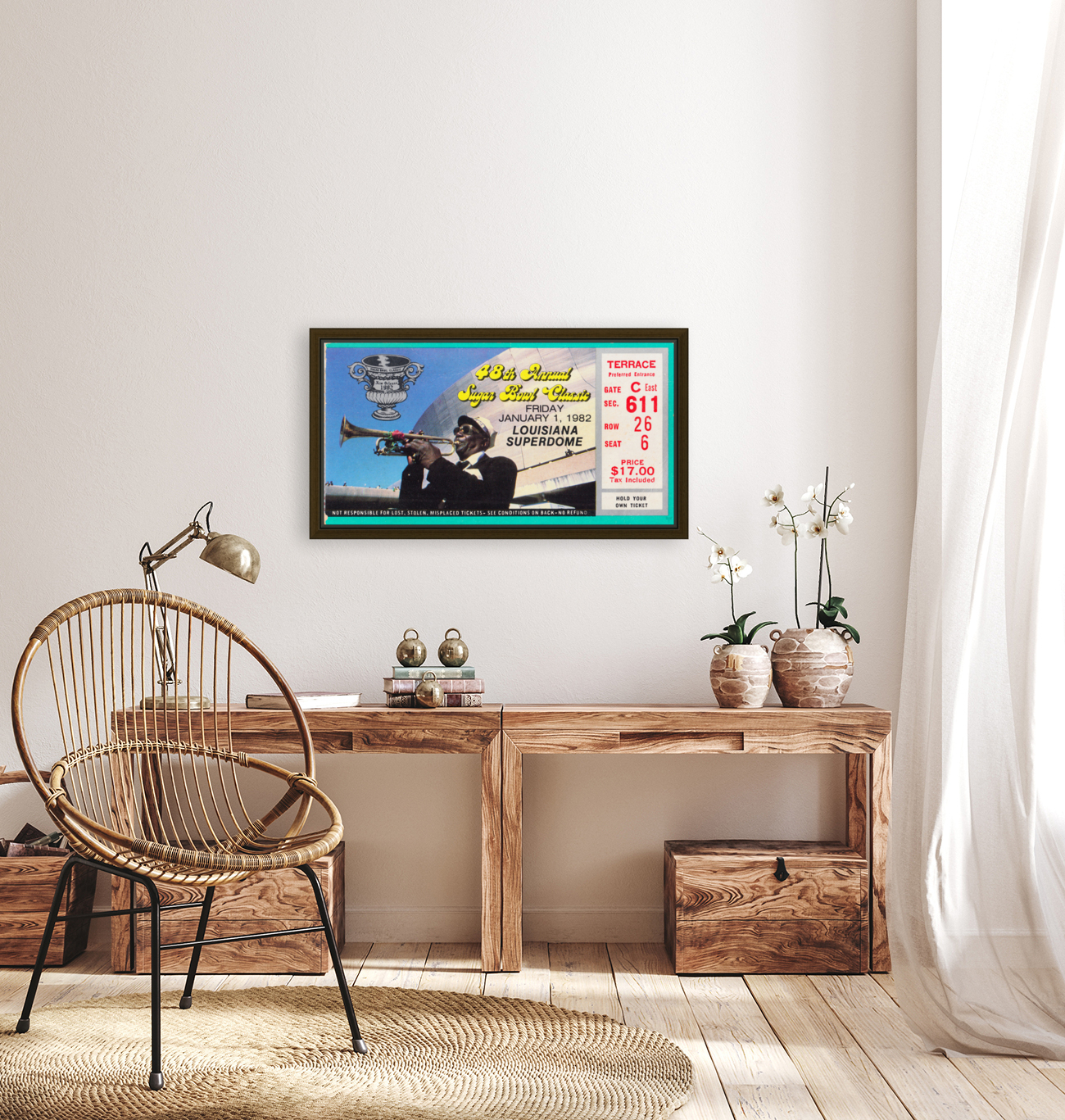 1982 Pitt vs. Georgia Sugar Bowl Ticket Stub Art  Reproduction