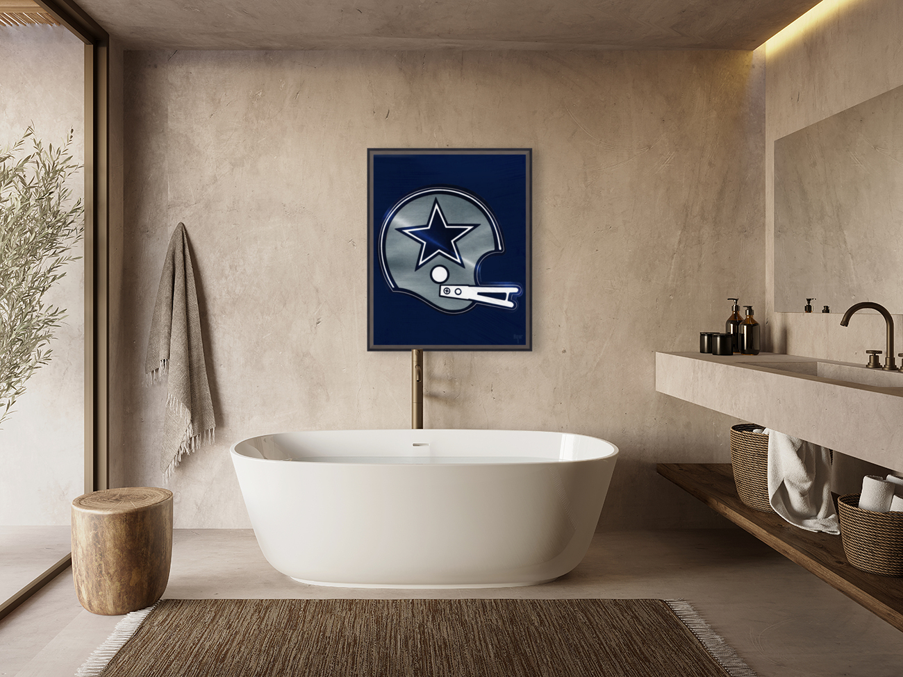Retro Dallas Cowboys Football Helmet Wall Art Reproduction