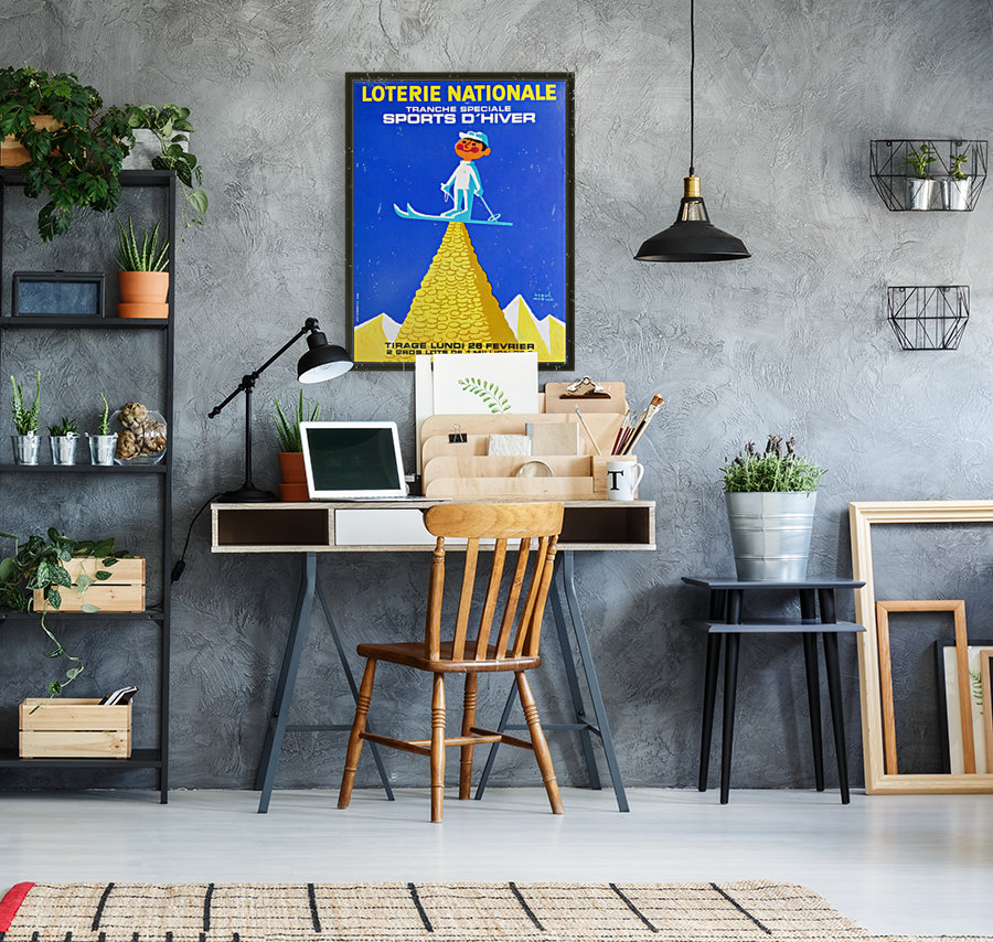 Loterie Nationale original vintage poster ski winter sport Reproduction