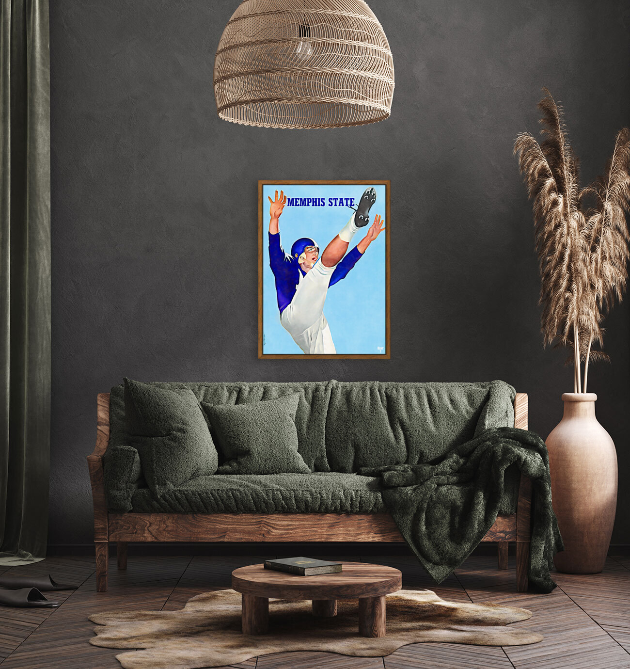 1957 Lon Keller Memphis State Football Art Reproduction