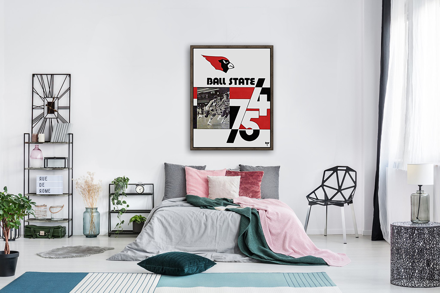 1974 Ball State Cardinals Basketball Art Reproduction