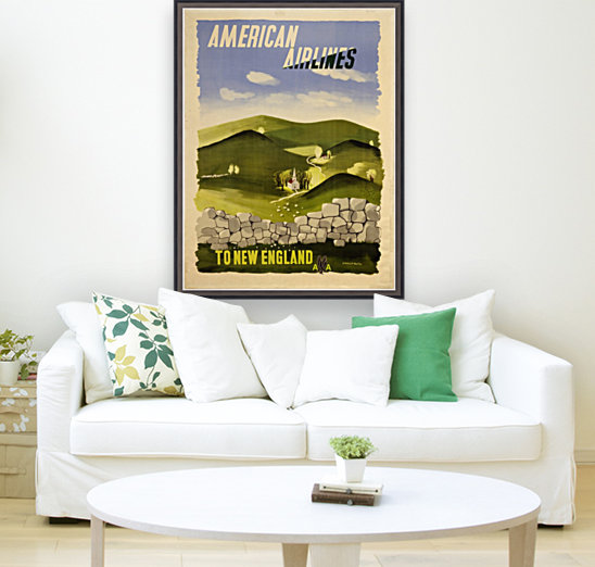 American Airlines To New England vintage travel poster Reproduction