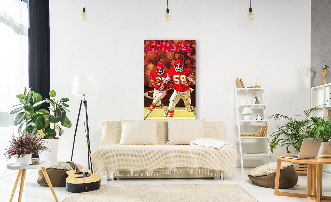Retro Kansas City Chiefs Football Art Reproduction