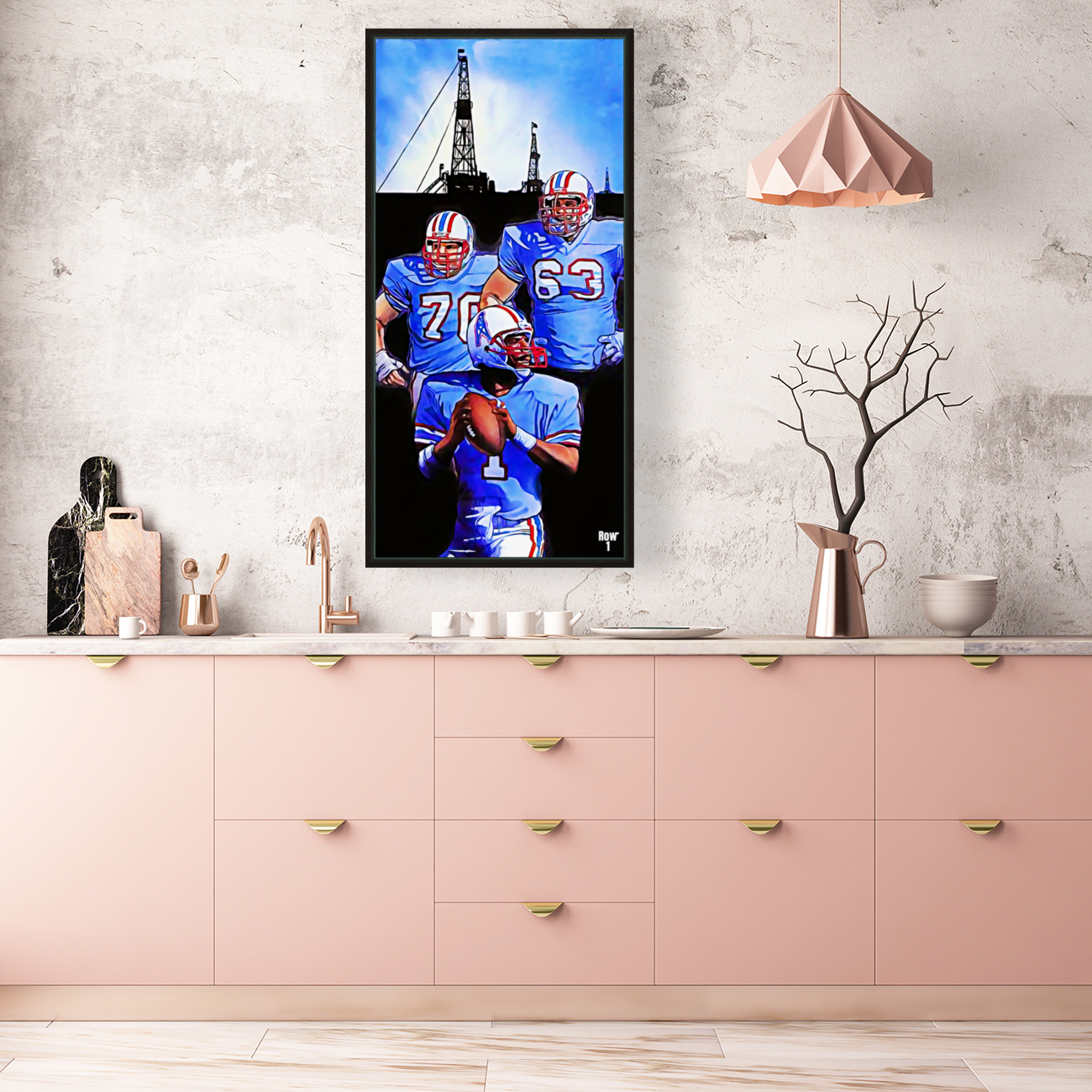 Retro Houston Oilers Football Oilfield Art Reproduction