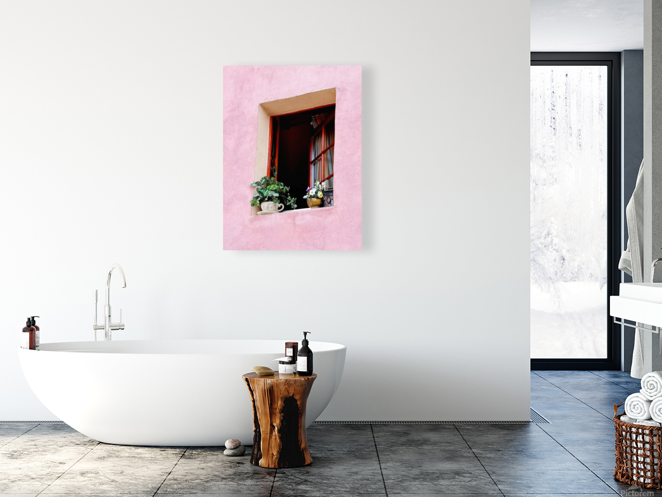Window in Pink Wall Reproduction
