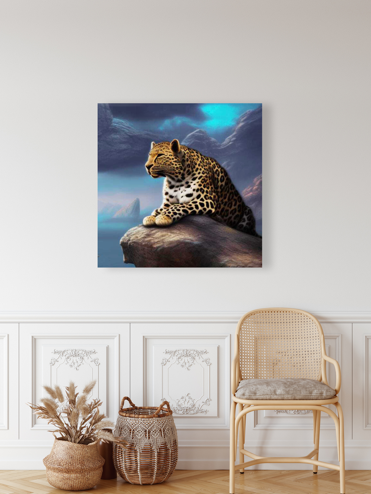 Leopard on the rocks.  Reproduction