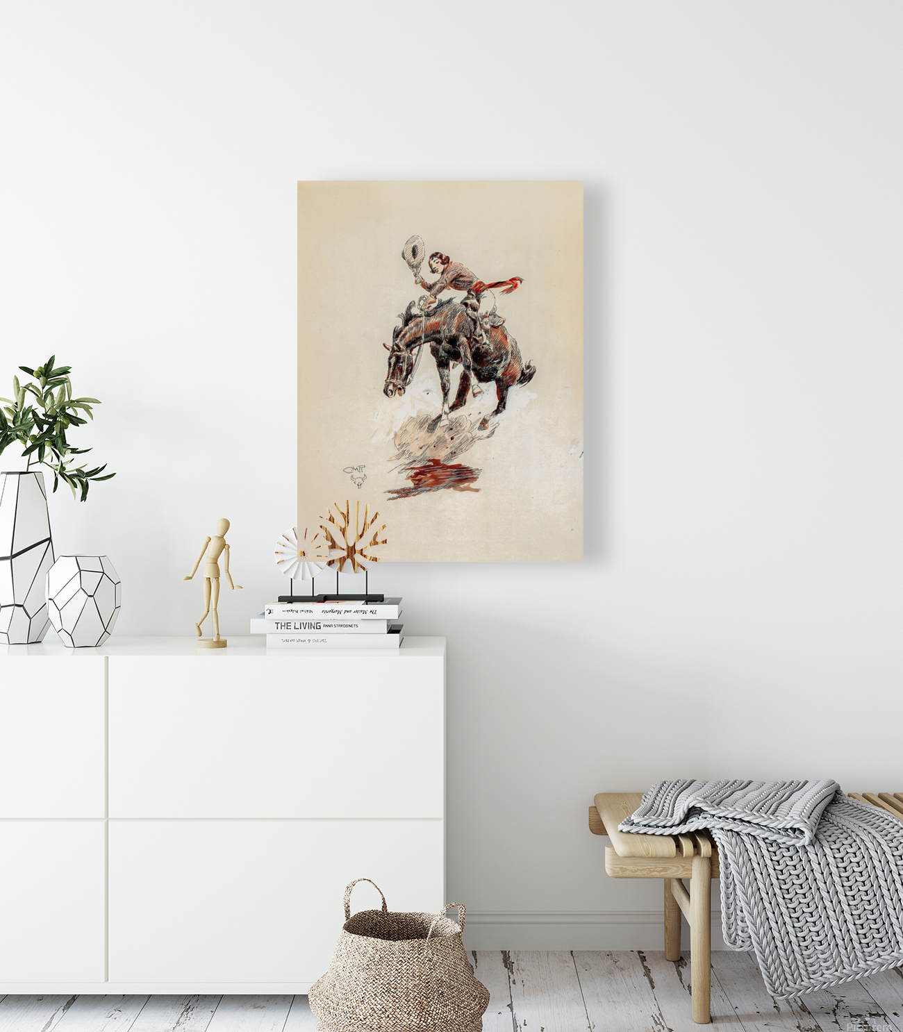 Charles Russell - Bucking Horse And Cowgirl Reproduction