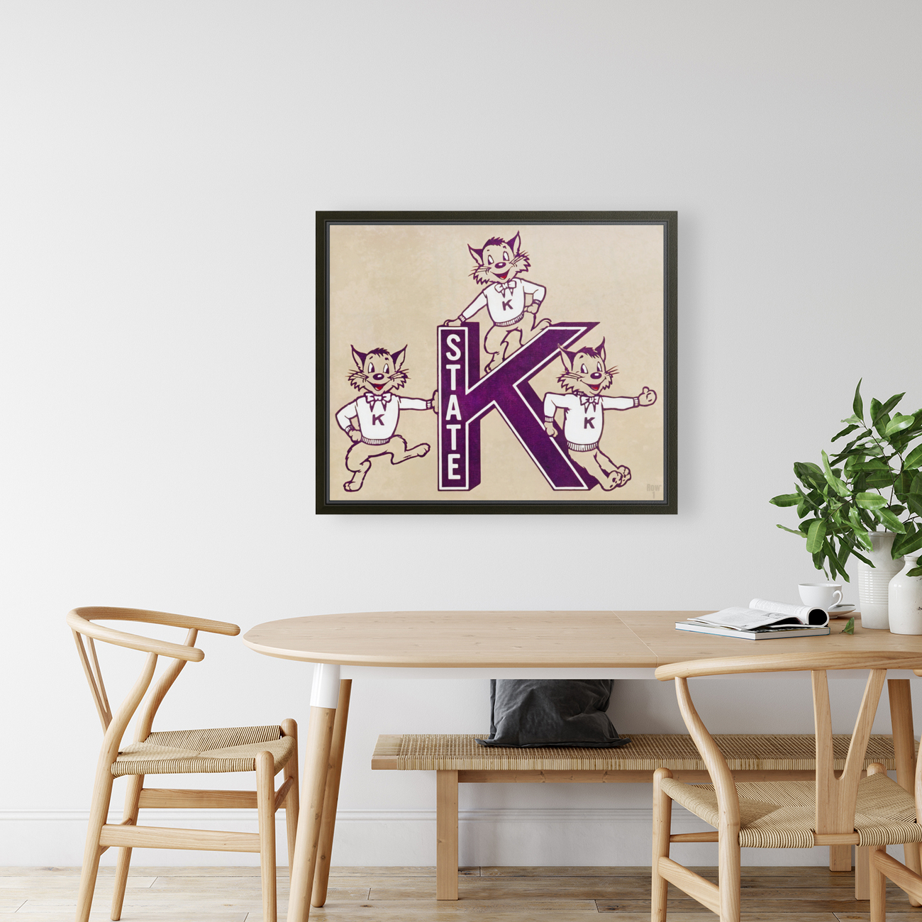 Vintage Kansas State Three Wildcat Cartoon Art Reproduction