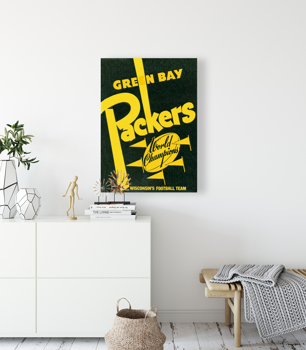 Vintage Green Bay Packers World Champions Art Reproduction