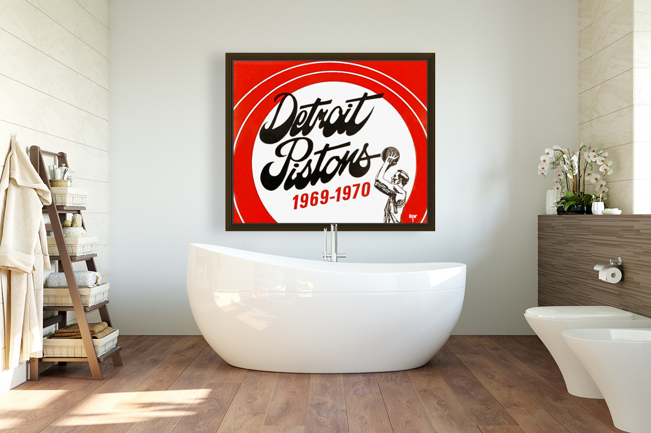 1969 Detroit Pistons Throwback Art Reproduction