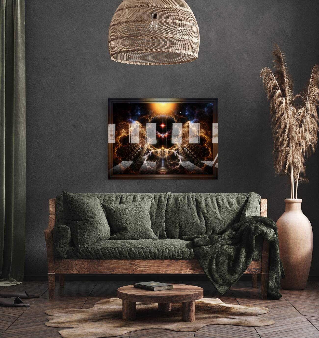 Fire Of Heaven Sci-Fi Fantasy Art Fractal Composition by Xzendor7 Reproduction