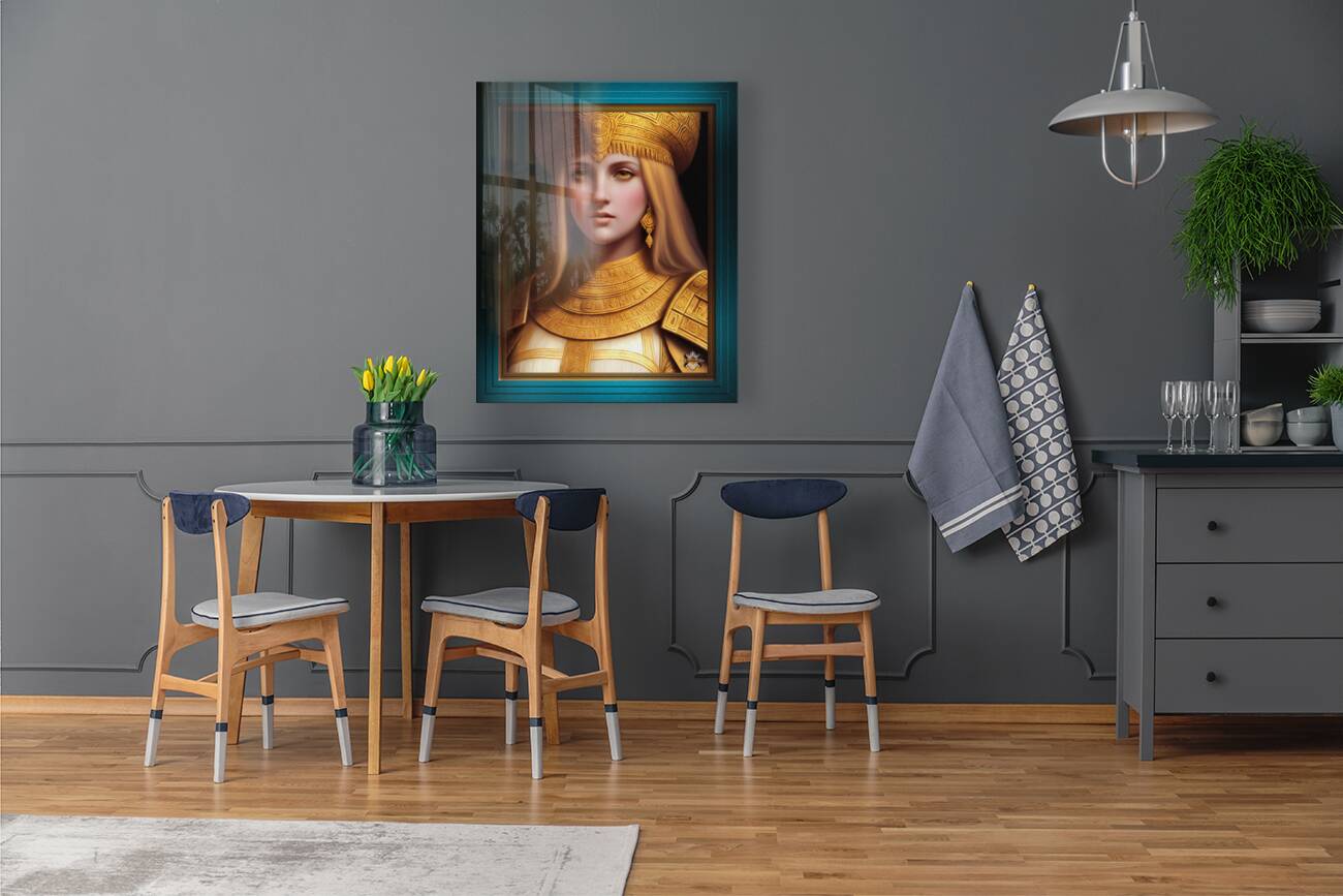 The Golden Elegant Queen Of Sandoria Sci-Fi Fantasy AI Concept Art by Xzendor7 Reproduction