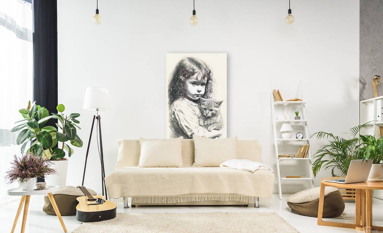 Girl with Kitten Reproduction