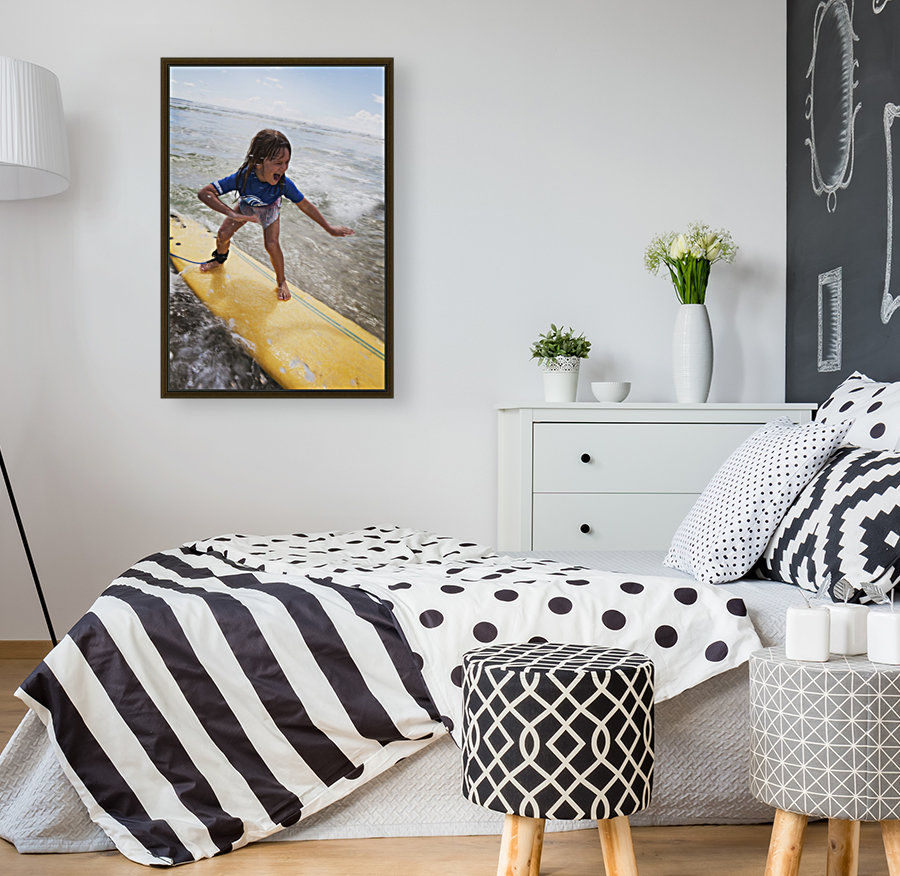 A Young Yellow Surfboard Gold Coast Queensland Australia A Young Yellow Surfboard Gold Coast Queensland Australia With Floating Frame