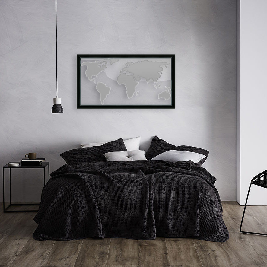 World Map Grey Style Worldflag Canvas Artwork