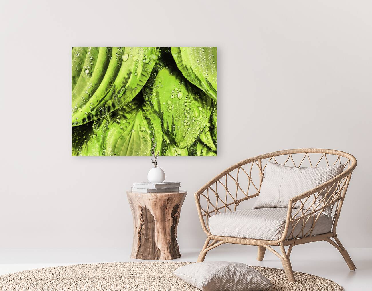 Rainy Hosta Leaves in Intelligent Art Nature Photography Reproduction