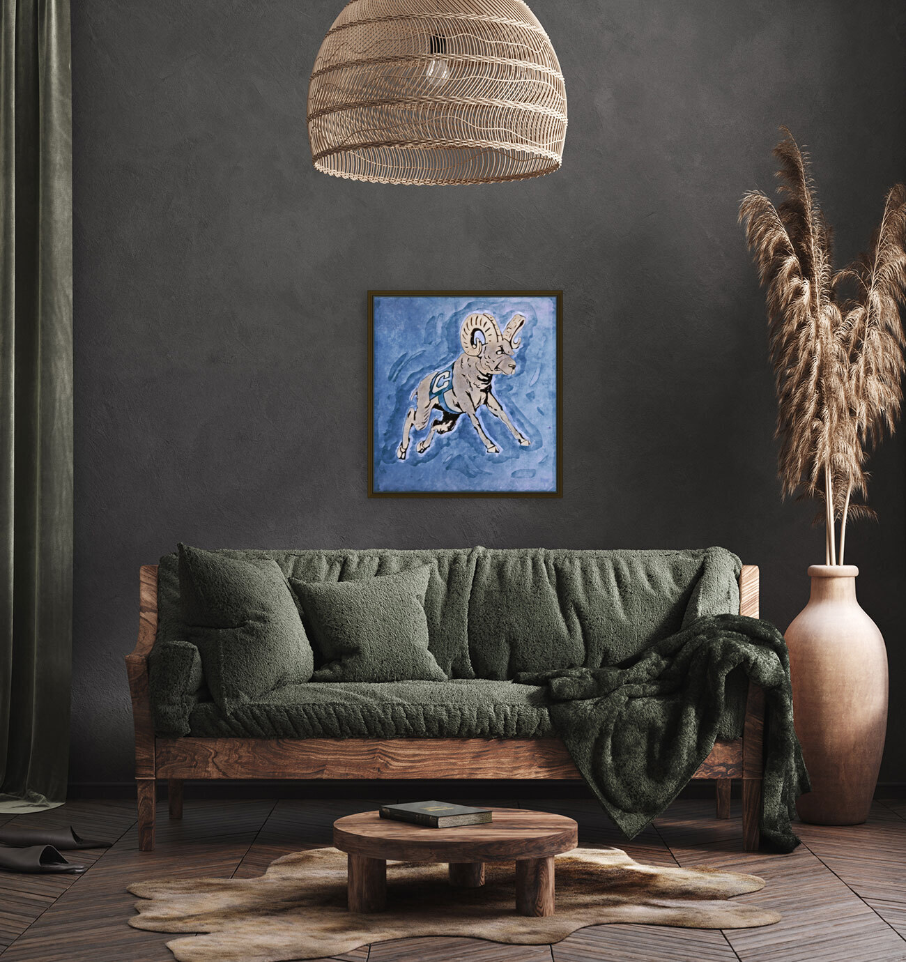 Retro Seventies North Carolina Ram Art Reproduction