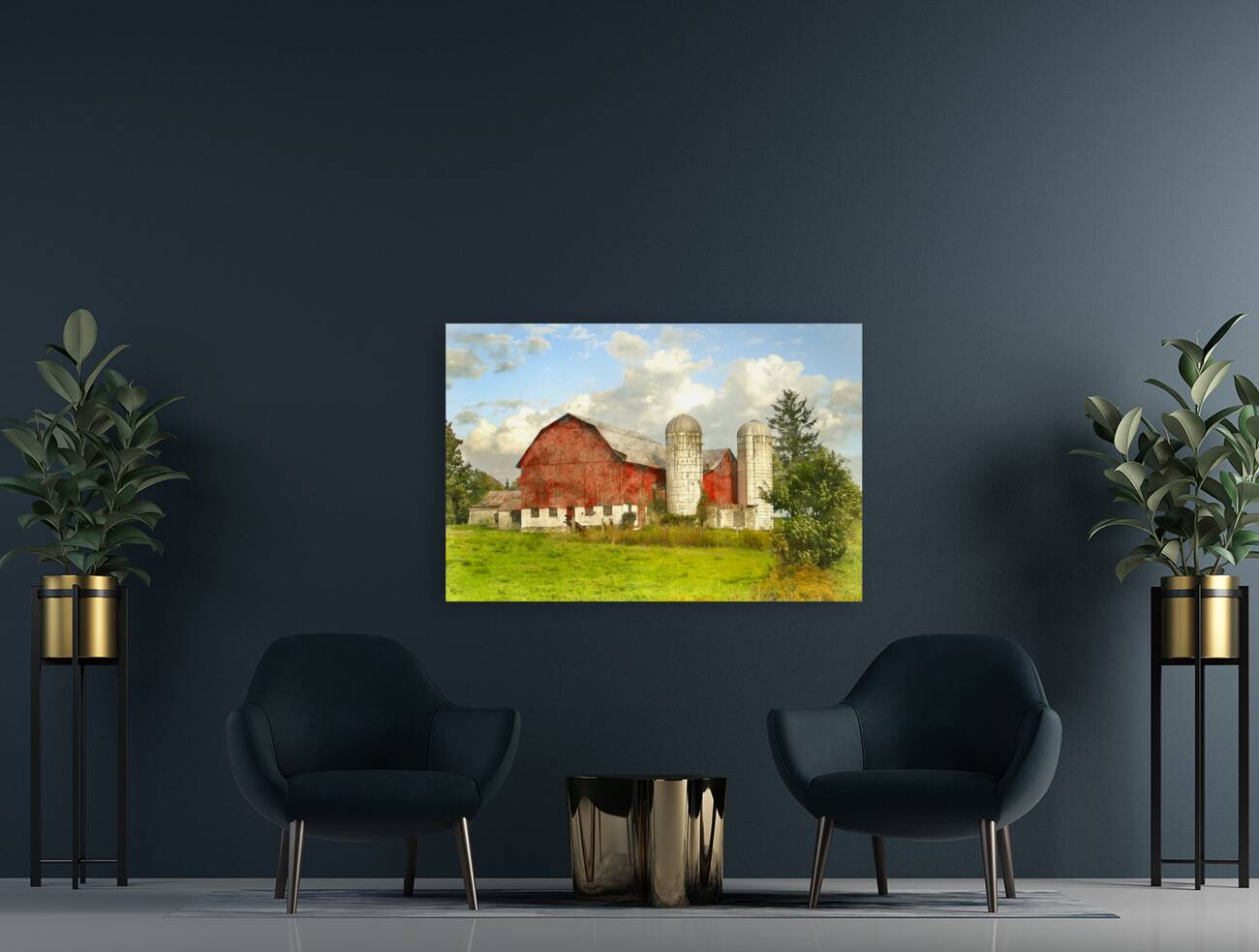 Empty Silos on a Farm Reproduction