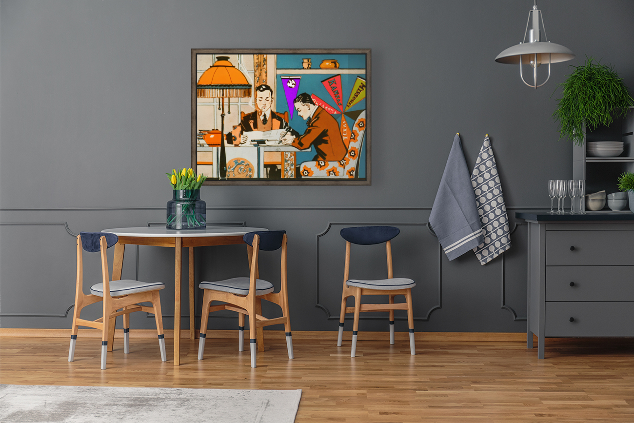 Vintage College Students and Collegiate Pennants Reproduction