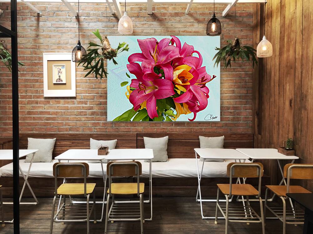  Red Bouquet of Lily Flowers Reproduction