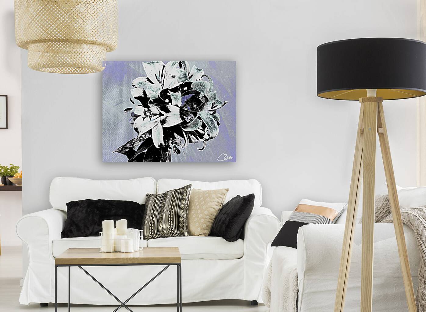 Greys and Blacks Poster Lilies Pop Art Reproduction