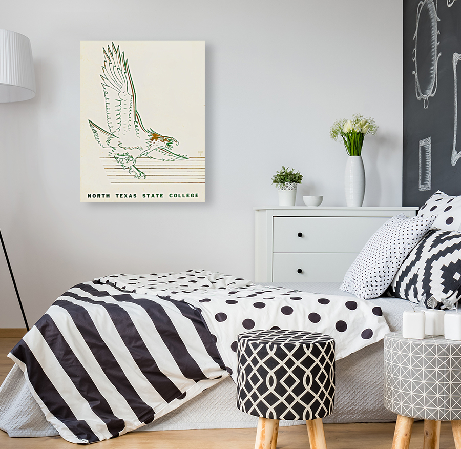 Vintage North Texas State Eagles Art Reproduction