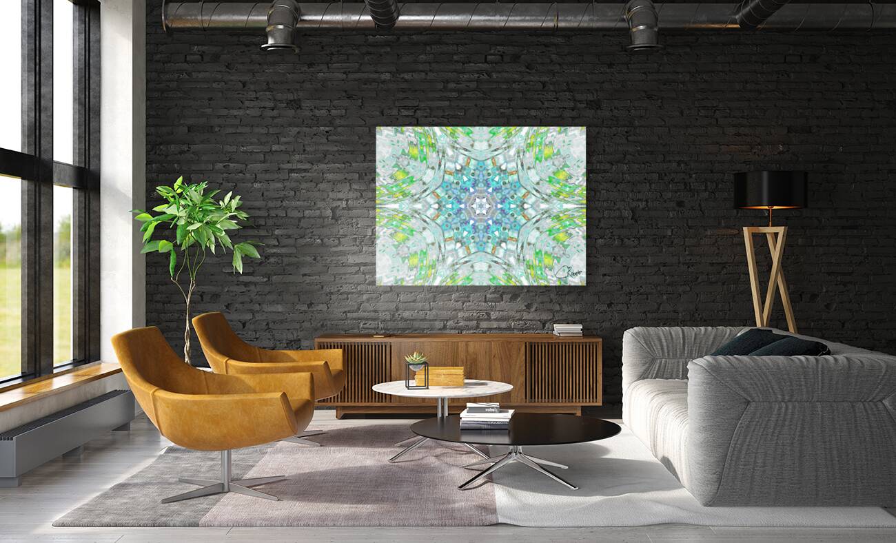 Abstract Colours Collide in Greens and Whites Reproduction