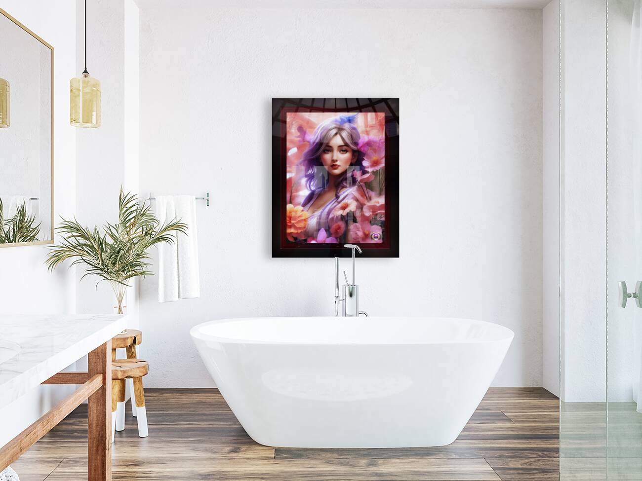 A Beauty Among Pastel Flowers Alluring AI Concept Art Portrait by Xzendor7 Reproduction