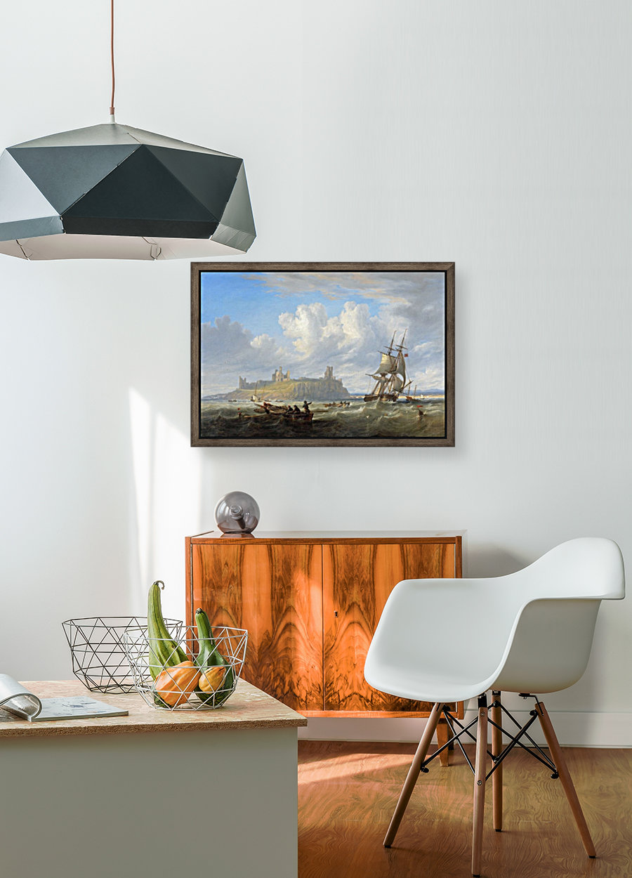 Shipping off Dunstanborough Castle, Northumberland 1844 Reproduction