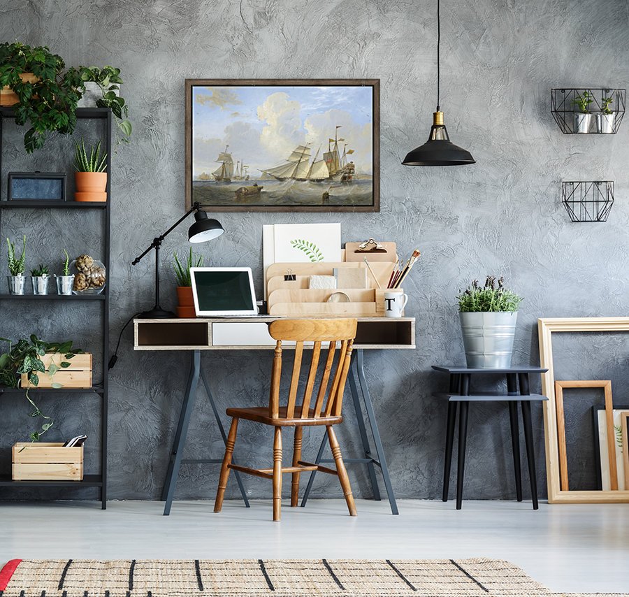 Lots of boats by the sea Reproduction