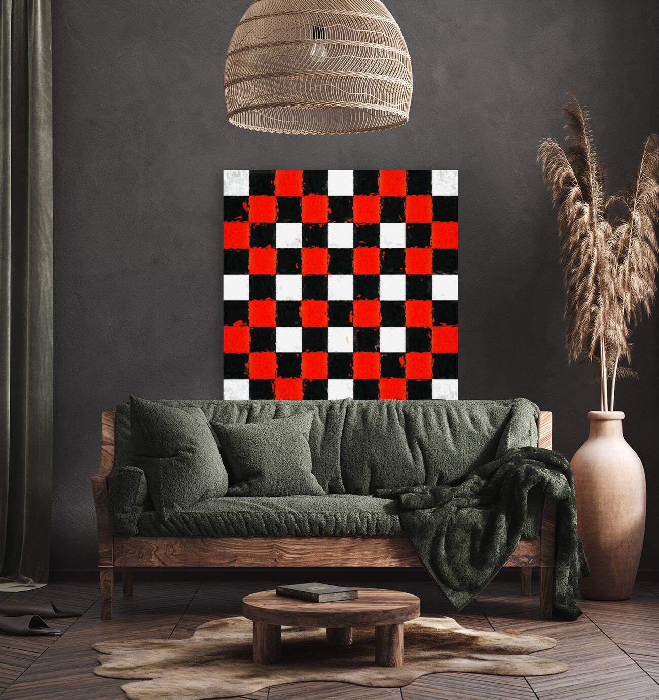 Red Black and White Checkerboard Reproduction