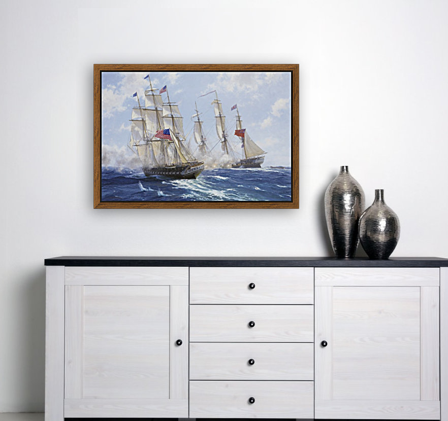 American boats by the sea Reproduction