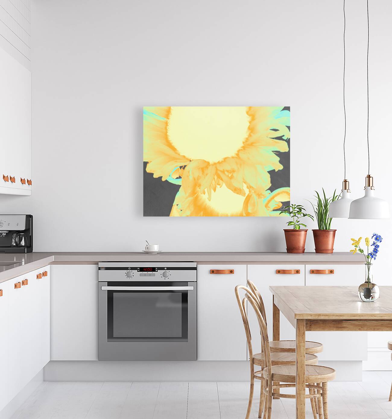  Neon Orange Sunflowers Two in Heatwave Reproduction