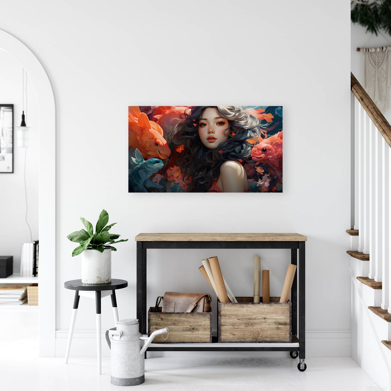 Whimsical illustration with vibrant color and magical creature. Reproduction