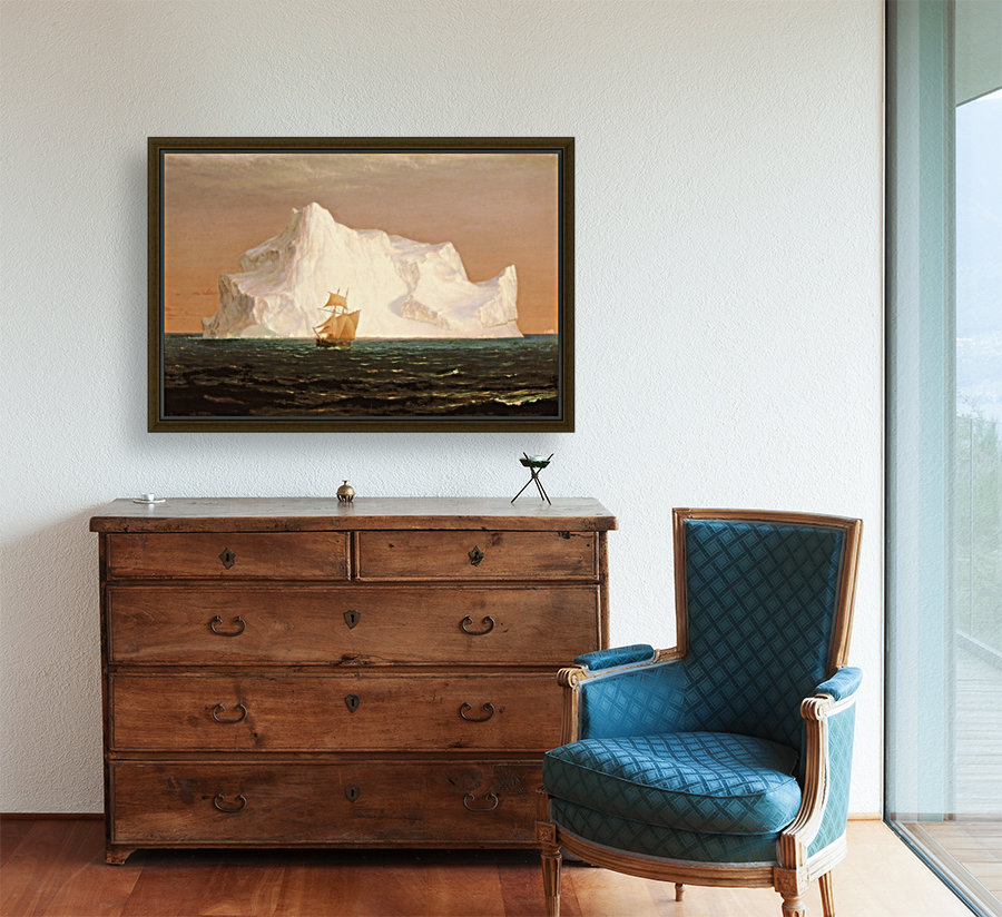 A boat sailling to an iceberg Reproduction