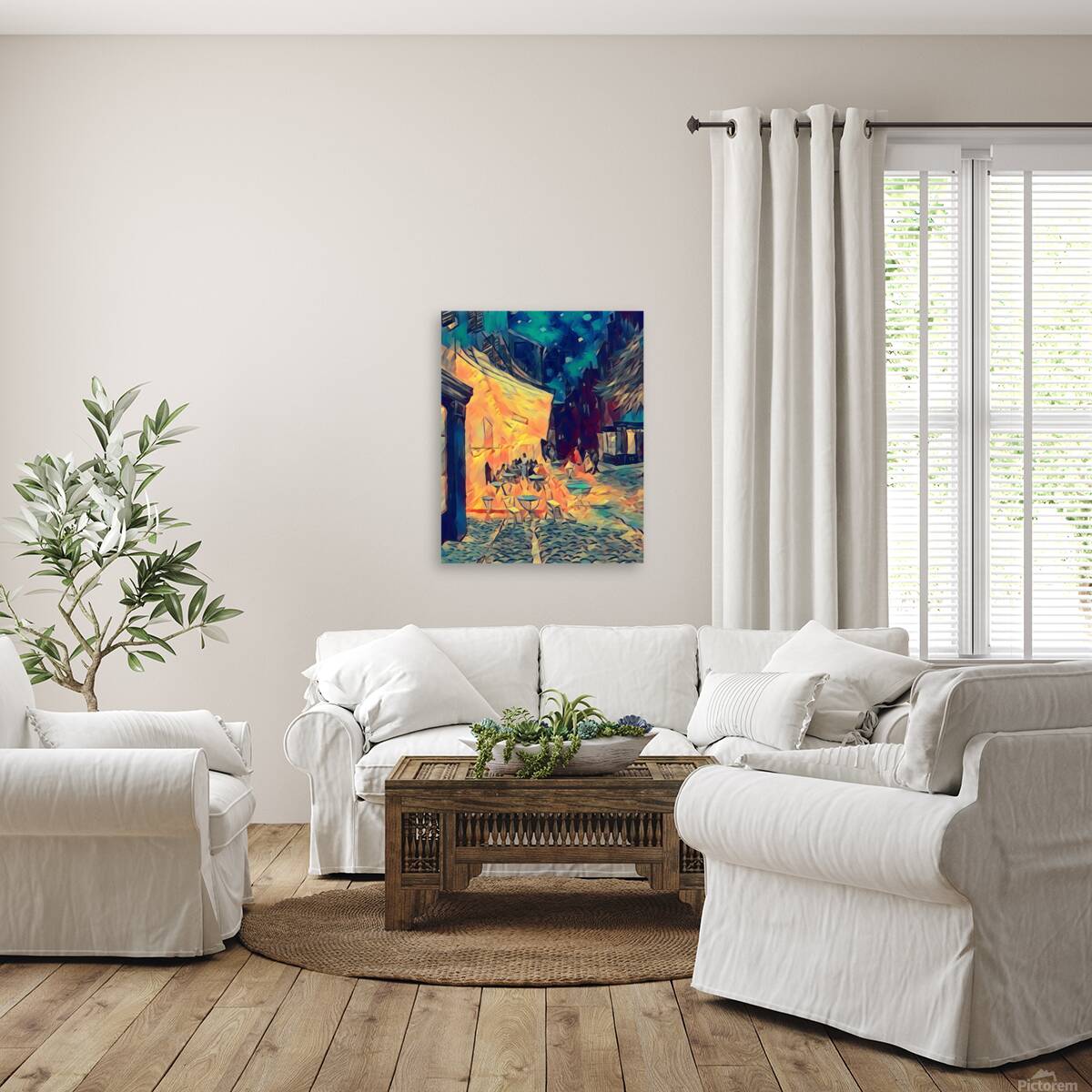 Van Gogh Terrace Cafe 1888 digitized polyart paint style EXCLUSIVITY only 1 Canvas Print Reproduction