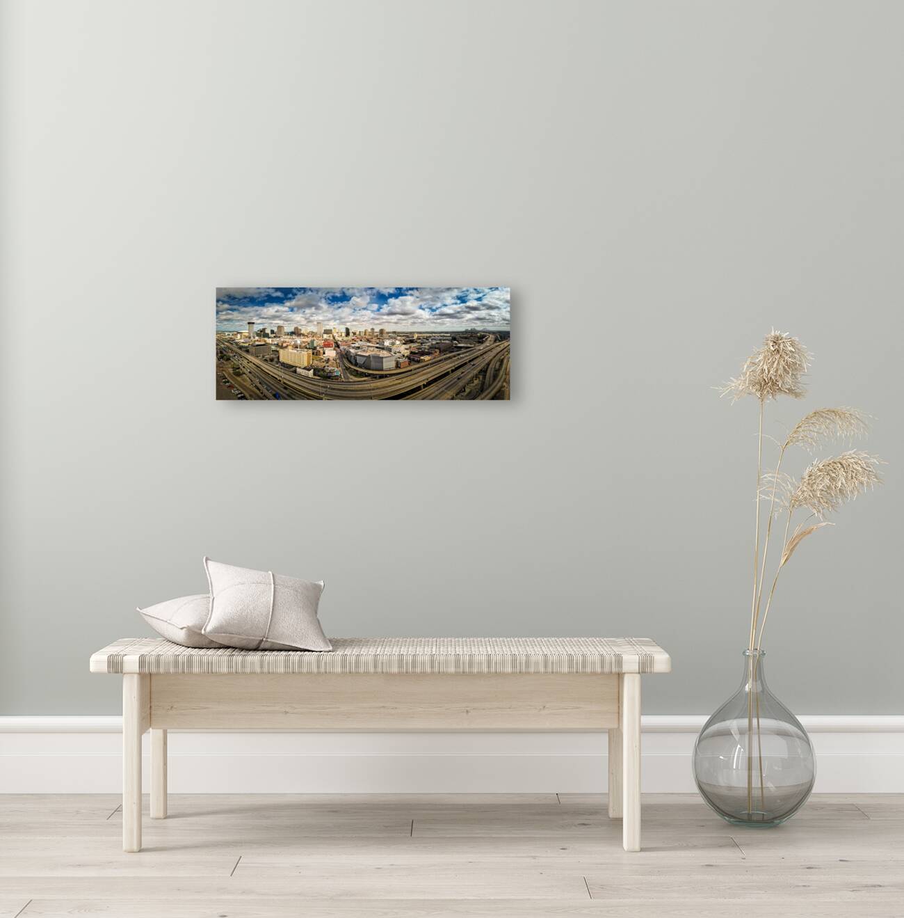 New Orleans Day Aerial City and Hi-way View Reproduction