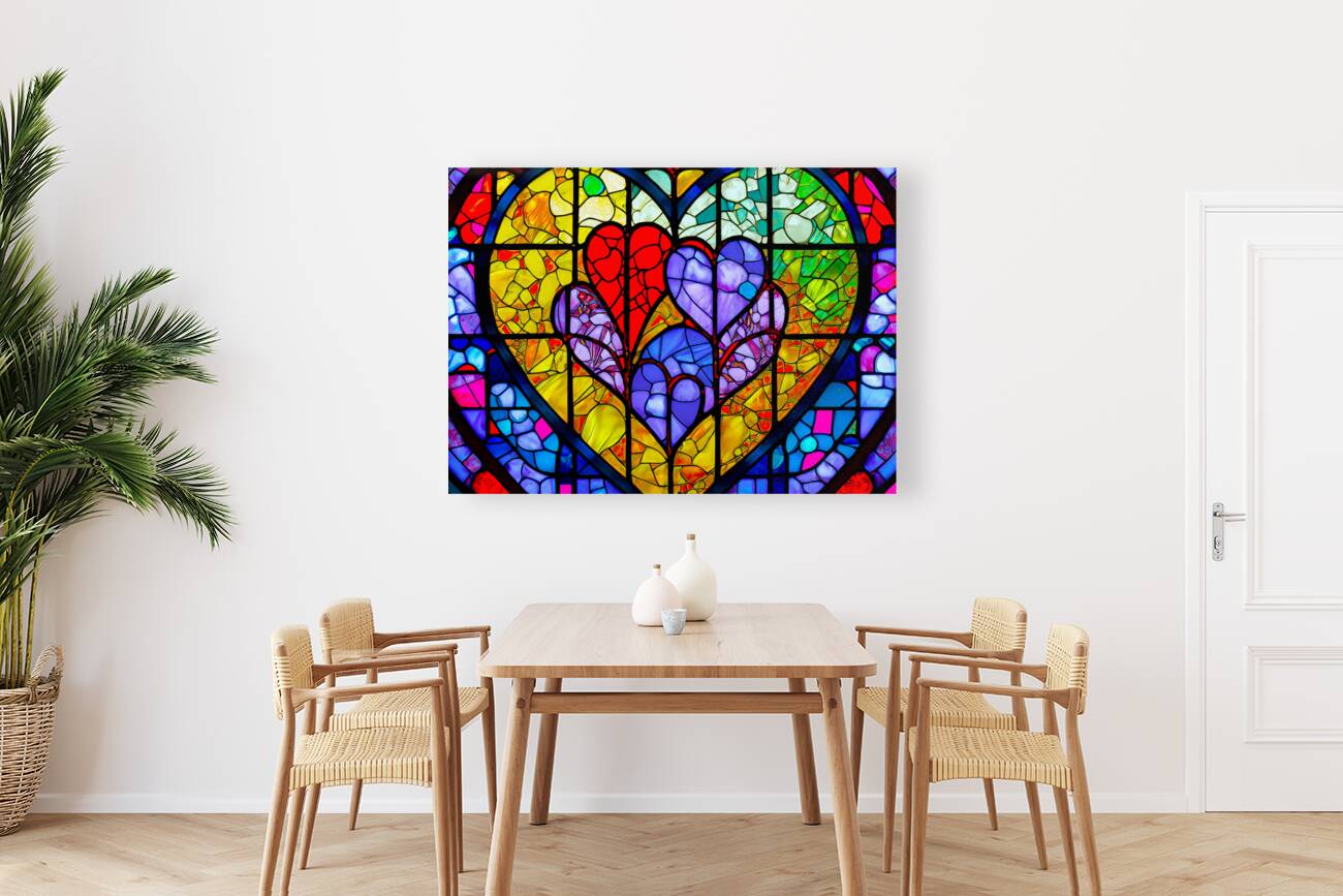 Hearts in a Stained Glass Window Reproduction