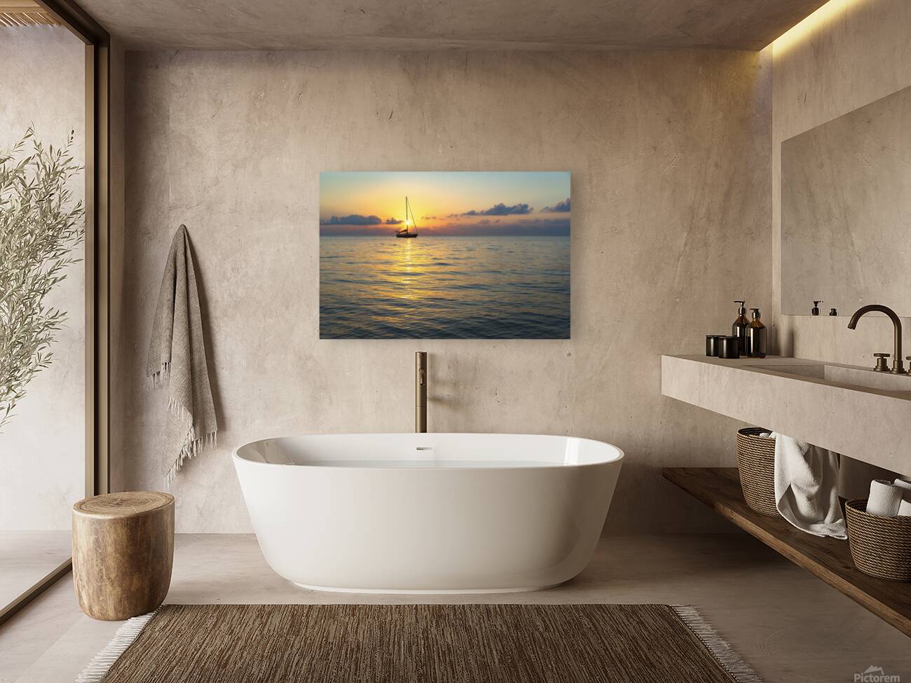 16x24 20150325KW LN Roatan Sailboat Sunset Reproduction