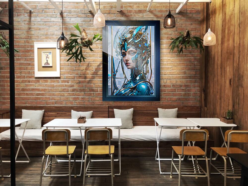 Stunning Cyborg Sci-Fi Portrait Of A Lady AI Concept Art by Xzendor7 Reproduction