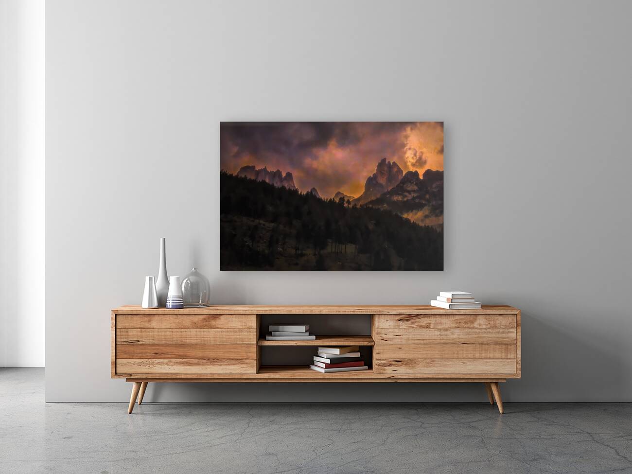 Possa di Fassa Sunset in the Italian Dolomite Mountains Reproduction