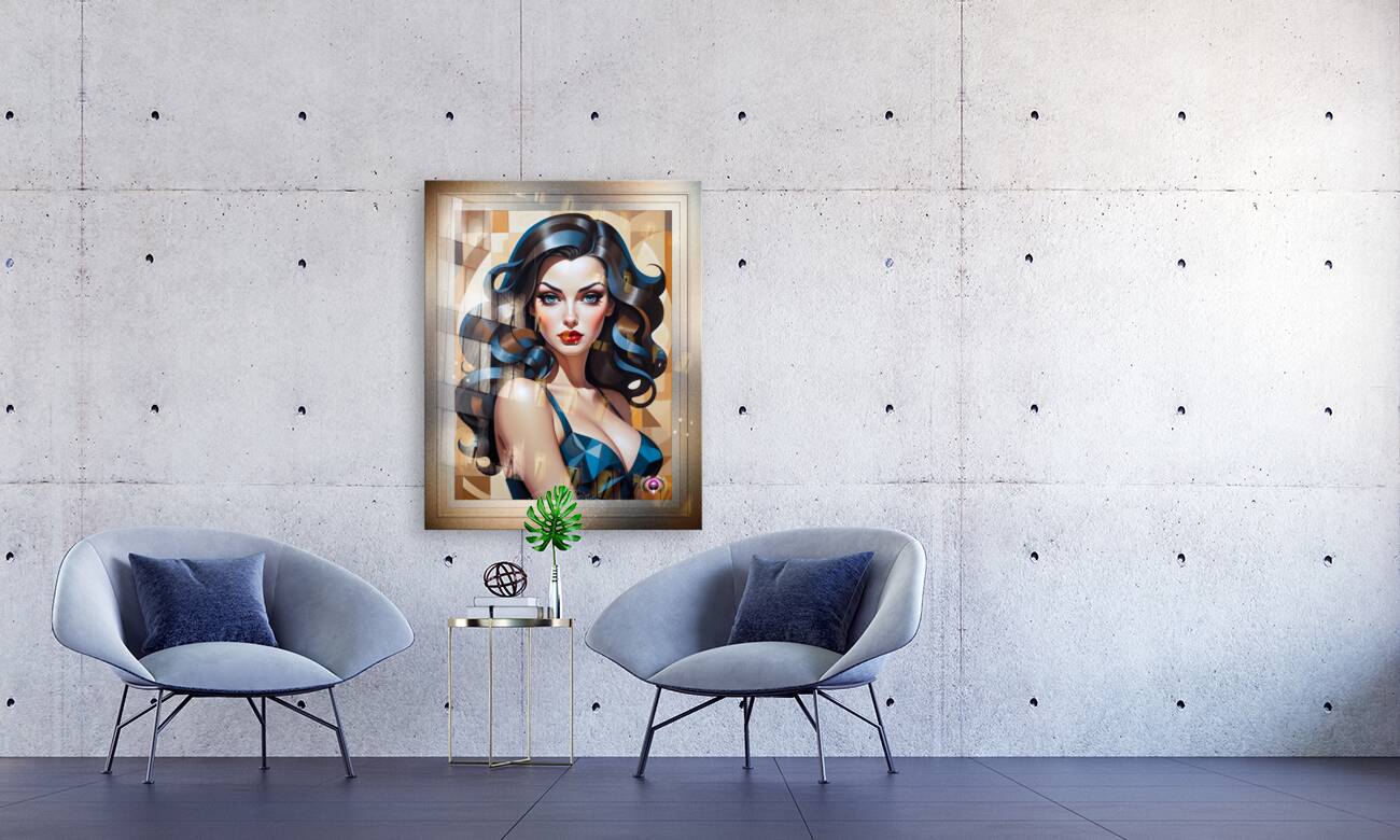 Geometry Is My Subject Pop Surreal Cubism Captivating Portrait AI Concept Art by Xzendor7 Reproduction