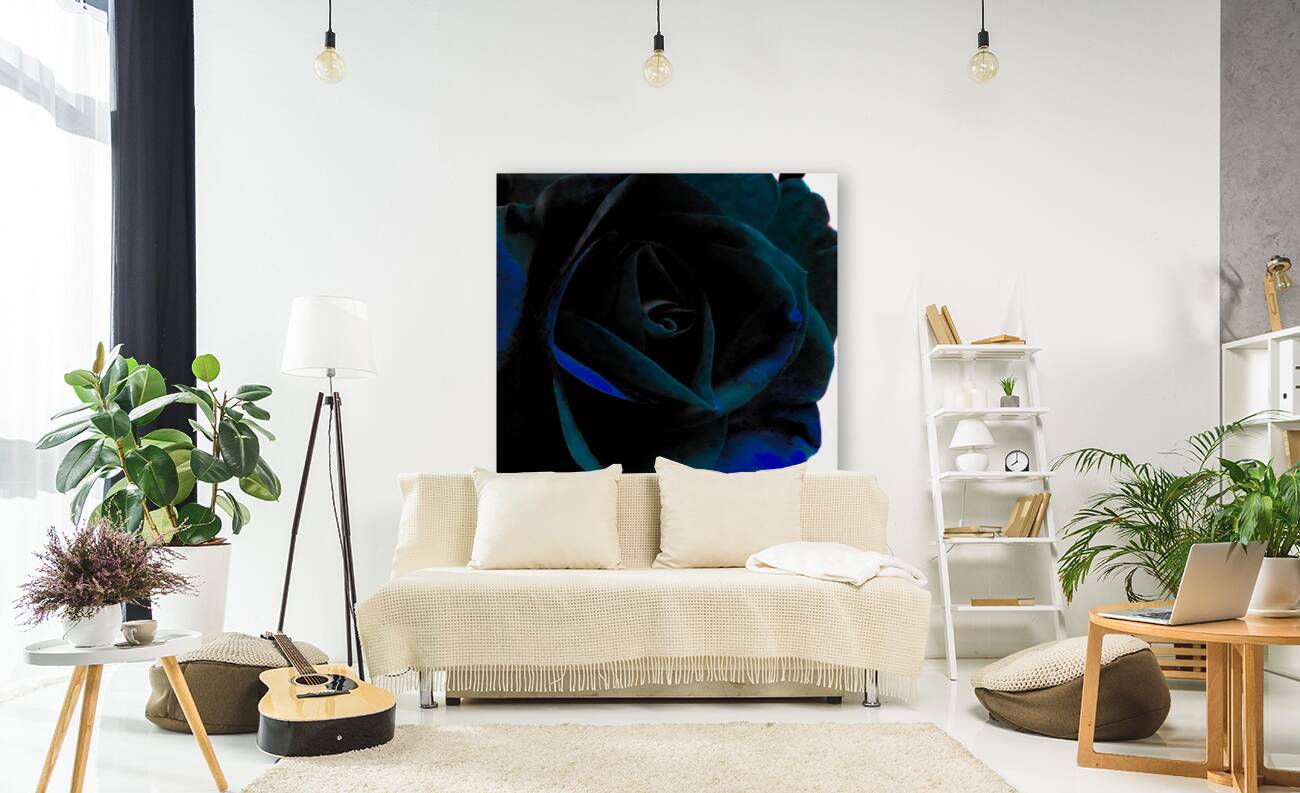 Abstract Dark Green Rose on a Monochrome Abstract Background Reproduction