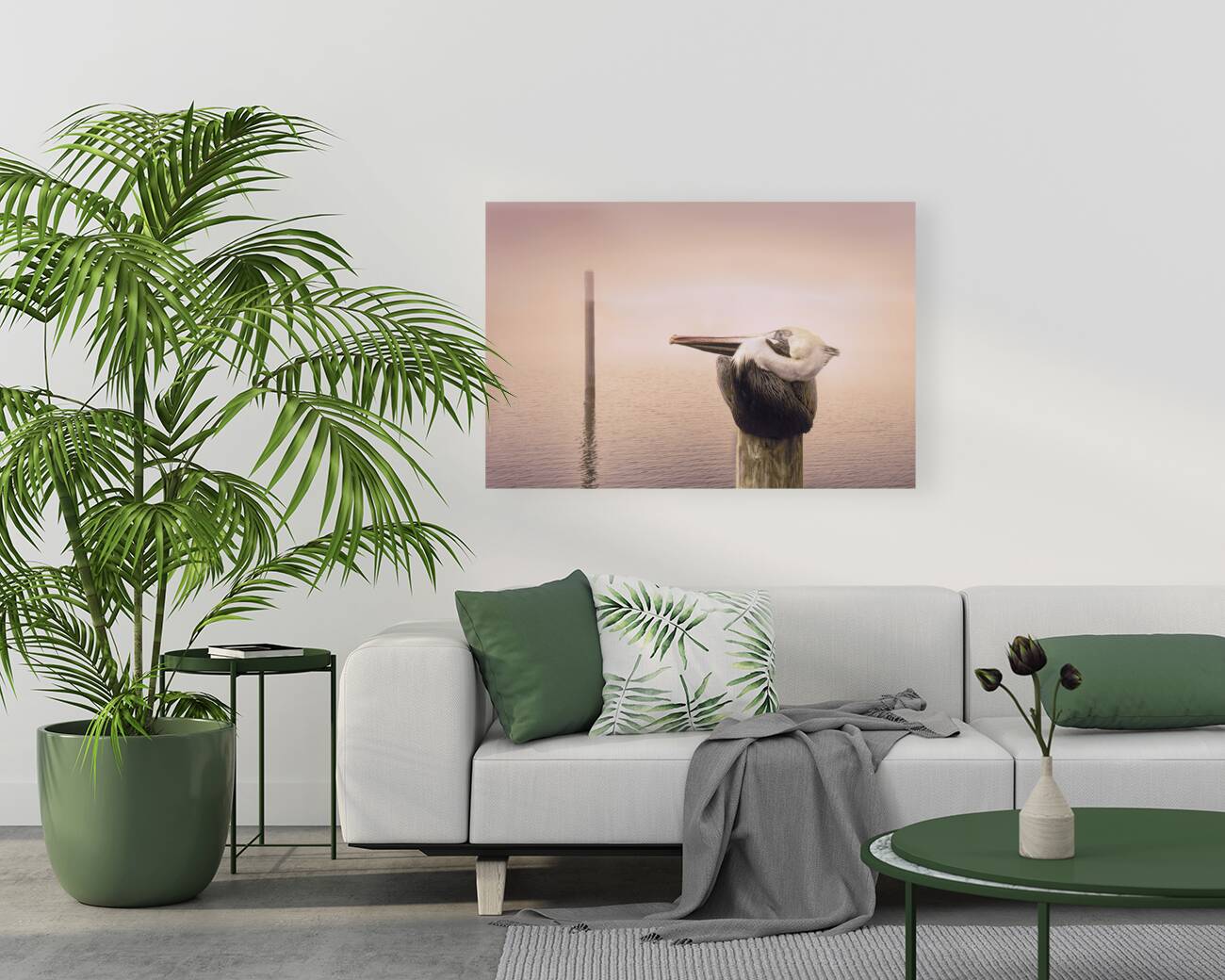 Pensacola Florida Pelican in Fog Reproduction