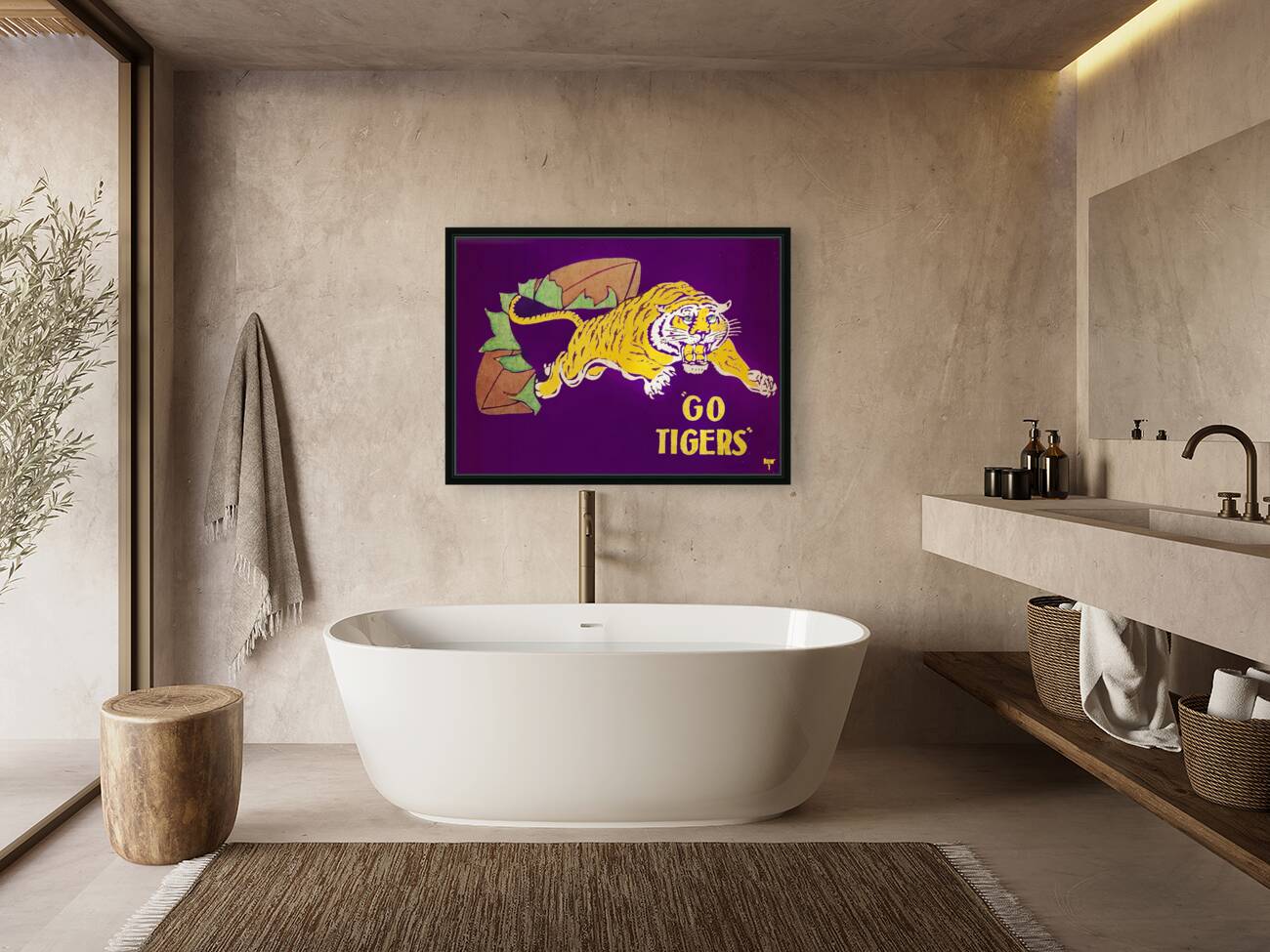 Vintage LSU Tiger Football Art Reproduction