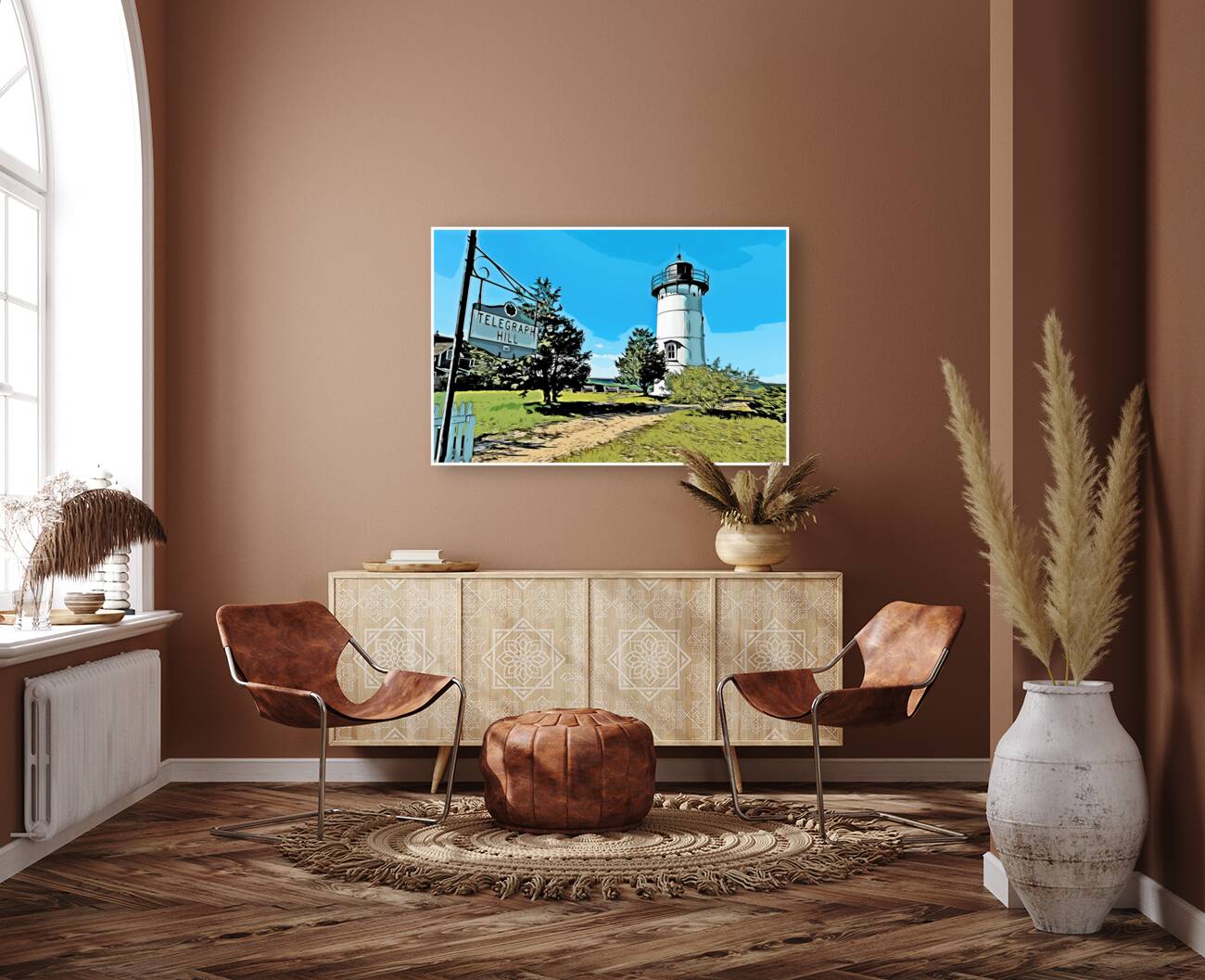 East Chop Lighthouse on Marthas Vineyard in Massachusetts - Illus. Reproduction