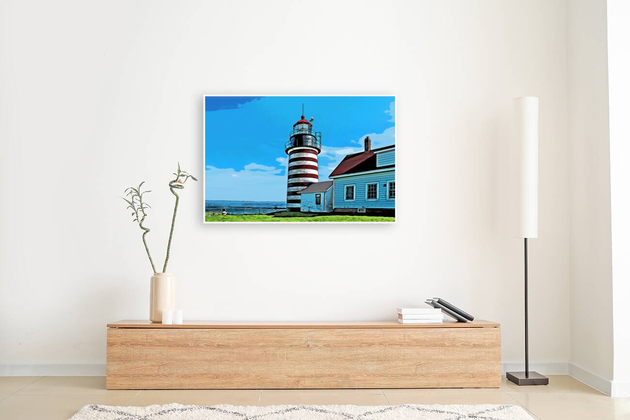 Relaxing by West Quoddy Head Lighthouse in Northern Maine - Illus. Reproduction