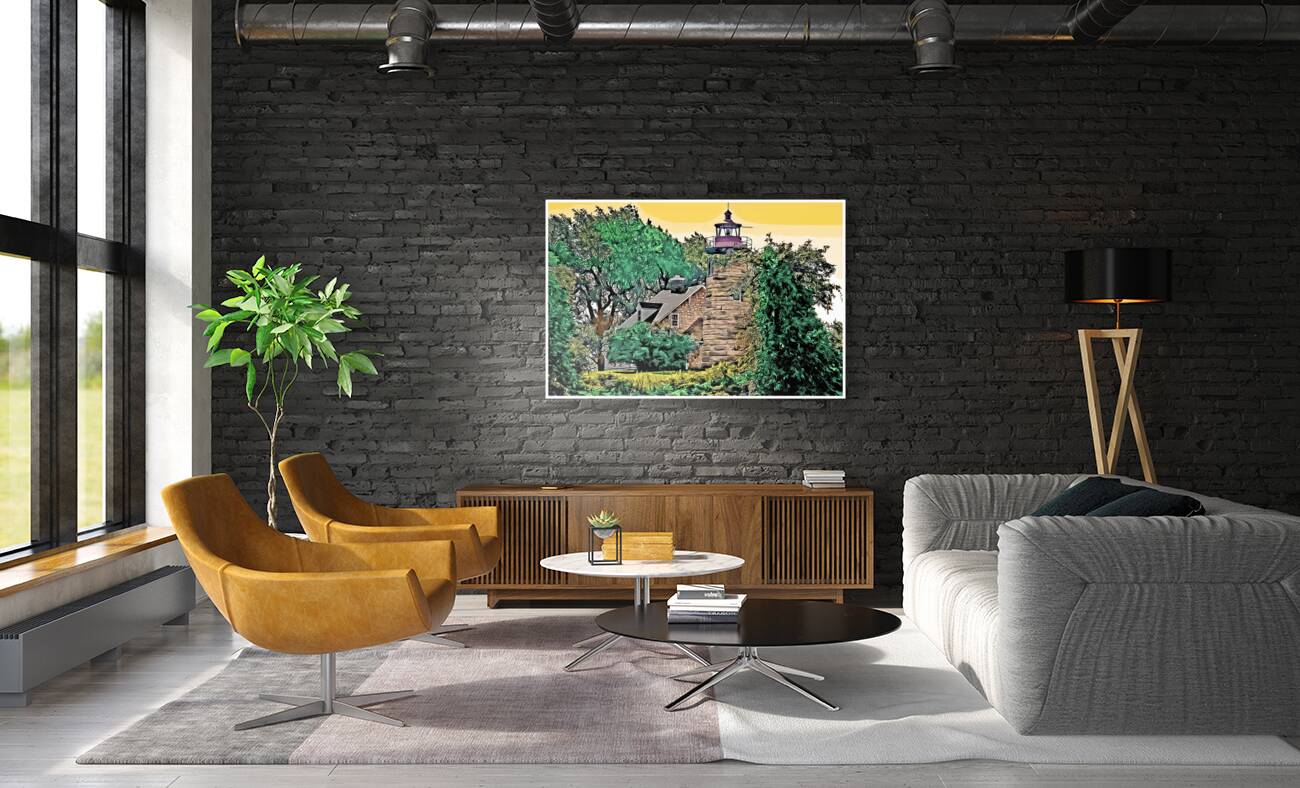 Windmill Point Lighthouse in Early Morning in Vermont - Illus. Reproduction