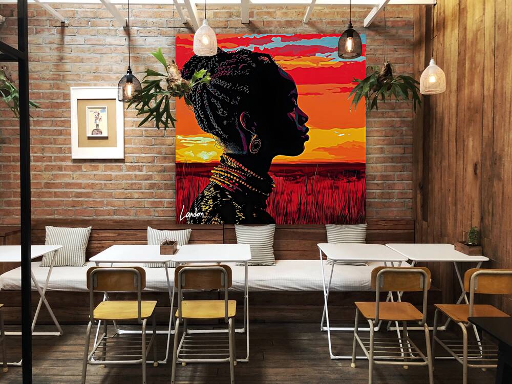 African Womans Sunset 1 Reproduction