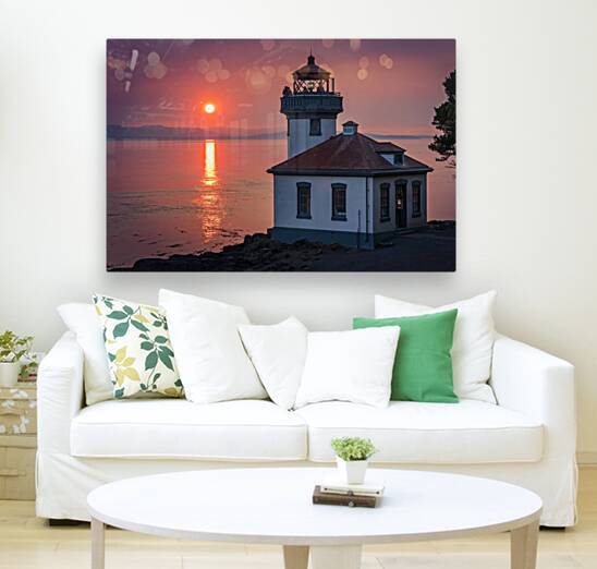 Sunset at Lime Kiln Lighthouse San Juan Island Reproduction